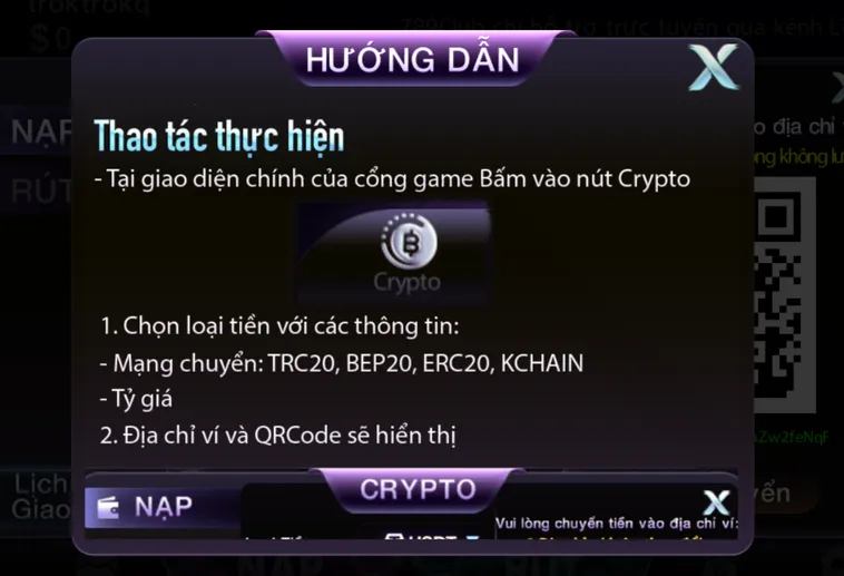 Hướng dẫn chi tiết phương thức nạp tiền bằng Crypto