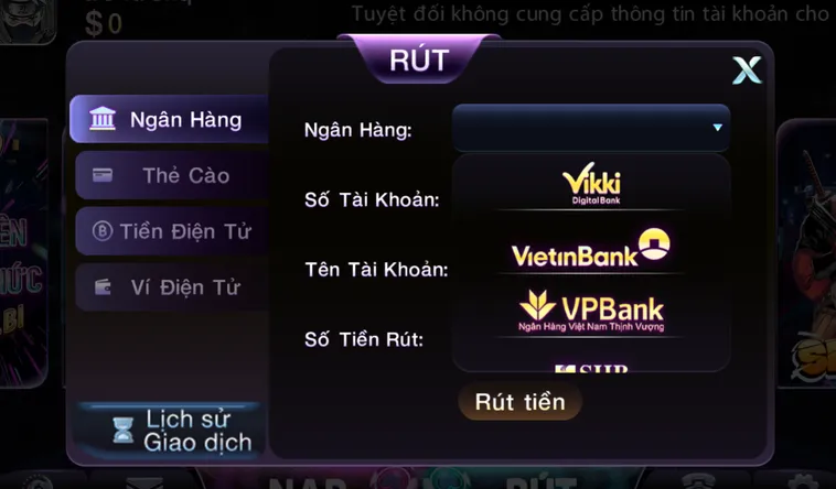 Rút Tiền Thần Tốc Qua Tài Khoản Ngân Hàng Tại 789Club